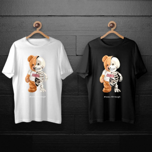 طرح لایه باز خرس تدی با طرح اسکلت برای چاپ روی انواع تیشرت